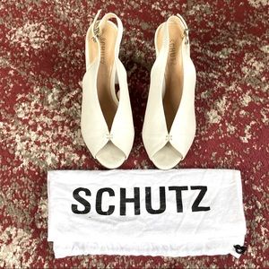 Schutz White BHLDN Size 8 sling back heels